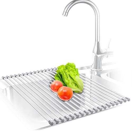 KIBEE RACK-2T-18 Dish Drying Rack Stainless Steel Roll Up Over The Sink Drainer Gadget Tool for M... | Amazon (US)