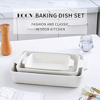 KOOV Bakeware Set, Ceramic Baking Dish Set, Rectangular Casserole Dish Set, lasagna Pan, Baking P... | Amazon (US)