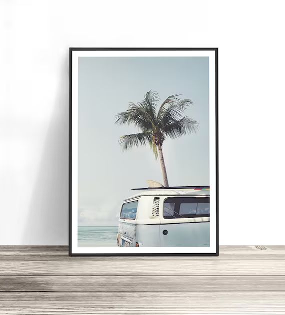 Kombi Print, Vintage Kombi Van Print, Surf Van Wall Art, Beach Art, Kombi Bus Print, Campervan Gi... | Etsy (US)