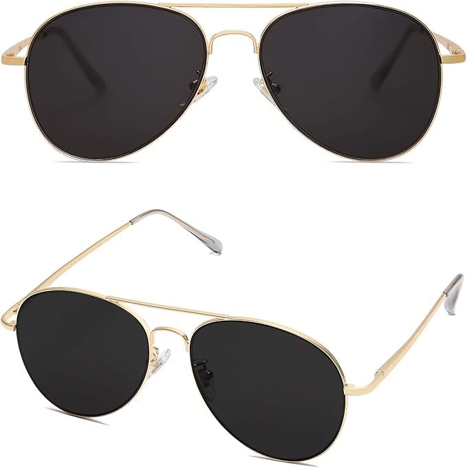 SOJOS Classic Aviator Sunglasses for Women Men Metal Frame Spring Hinges SJ1030 | Amazon (US)