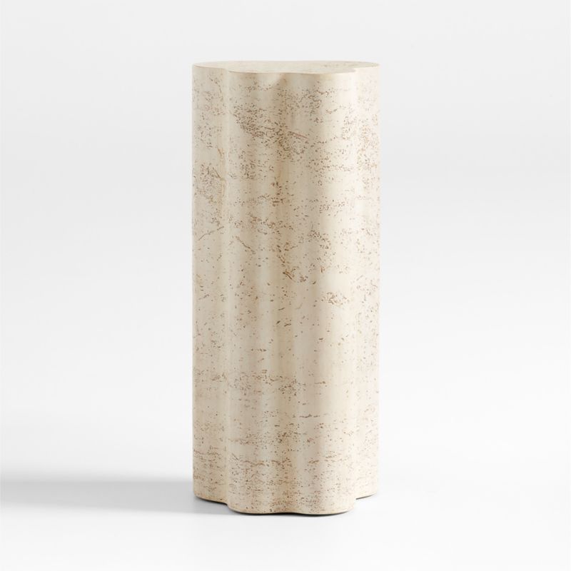 Fleur Tall Faux Travertine Resin Drink Table | Crate & Barrel | Crate & Barrel