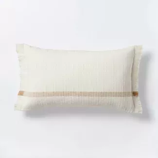 Oversized Woven Striped Square Throw Pillow Cream/Brown - Threshold Designed with Studio McGee