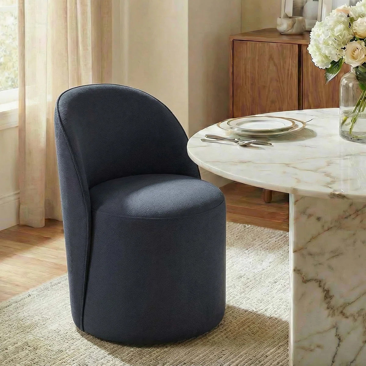 Lola Upholstered Side Chair with Swivel Casters | Wayfair North America