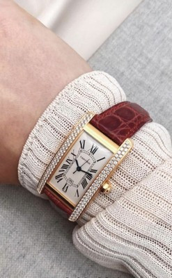 Cartier Tank American, Diamonds, Red croc Strap  | eBay | eBay UK
