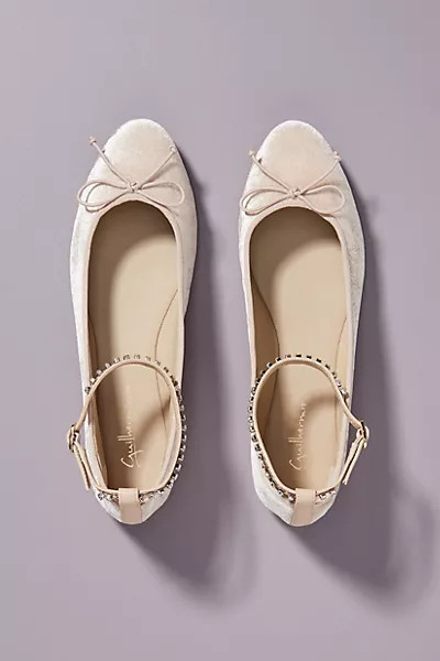 Guilhermina Embellished Velvet Ballet Flats | Anthropologie (US)