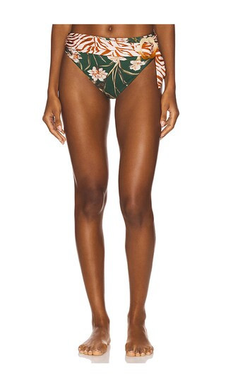 PatBO Botanic Retro High Waist Bikini Bottom in Dark Green. - size XL | Revolve Clothing (Global)