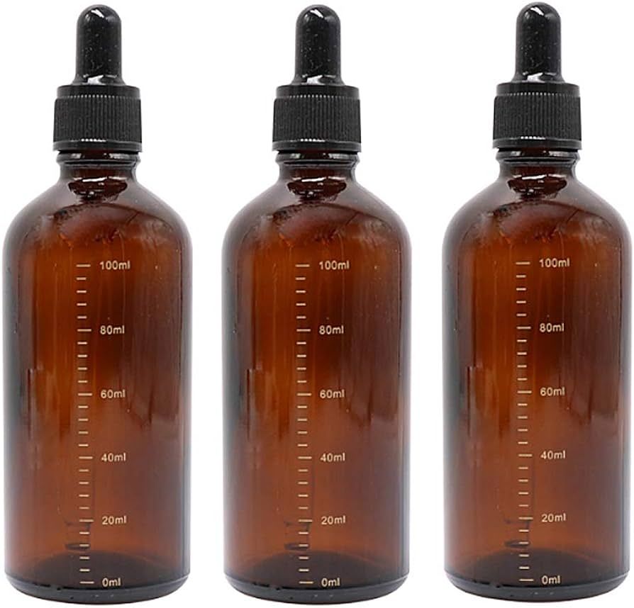 3PCS 100ml Amber Glass Bottle Amber Empty Dropper Bottle with Glass Pipette Dropper Refillable Gl... | Amazon (CA)