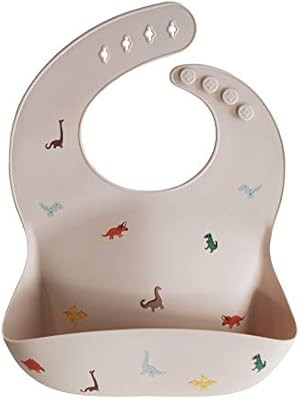 mushie Silicone Baby Bib | Adjustable Fit Waterproof Bibs (Dinosaurs) | Amazon (US)