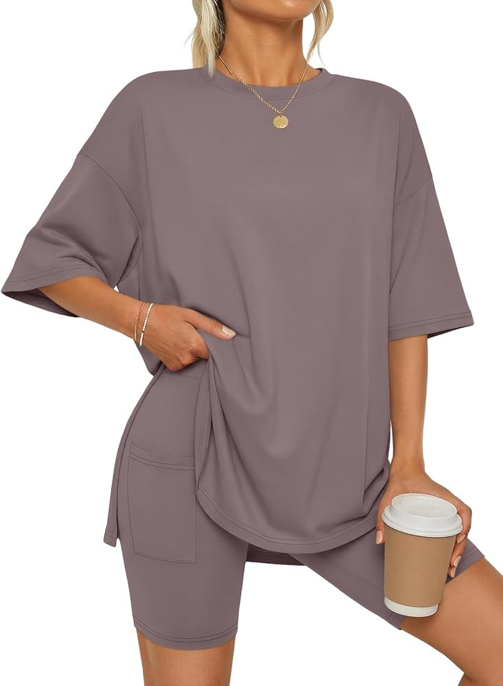 LILLUSORY Womens Lounge Sets Shorts 2 Piece Matching Pajamas Summer Outfits 2026 Casual Oversized... | Amazon (US)