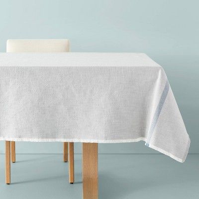 Engineered Stripe Tablecloth Gray/Blue - Hearth & Hand™ with Magnolia | Target