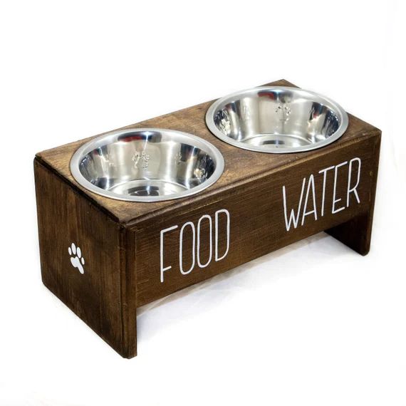 Rae Dunn Inspired Elevated Dog Feeding Station INCLUDES Stainless Steel bowls, Personalized Raise... | Etsy (US)