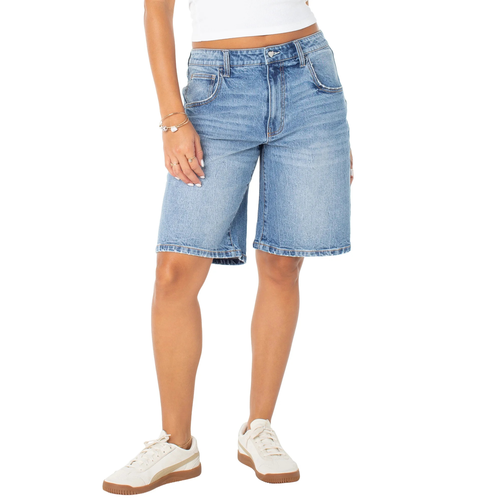Celebrity Pink Women's and Women's Plus Relaxed Denim Jorts, Sizes XS-4X | Walmart (US)