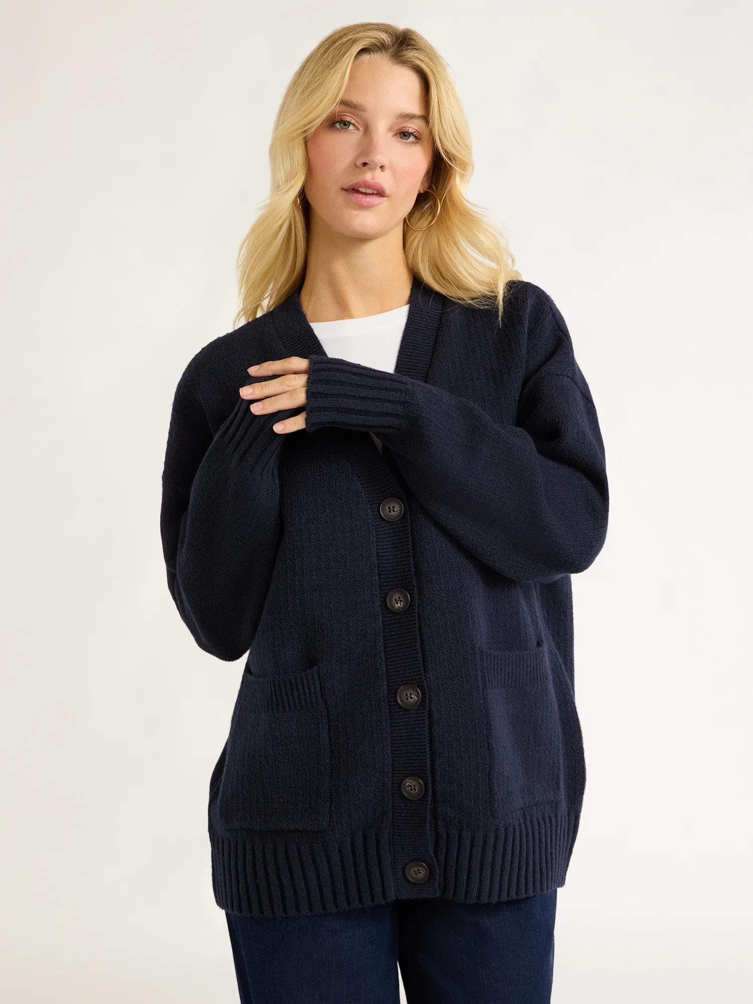 Free Assembly Women’s Grandpa Cardigan Sweater with Long Sleeves, Heavyweight, Sizes XS-XXL | Walmart (US)