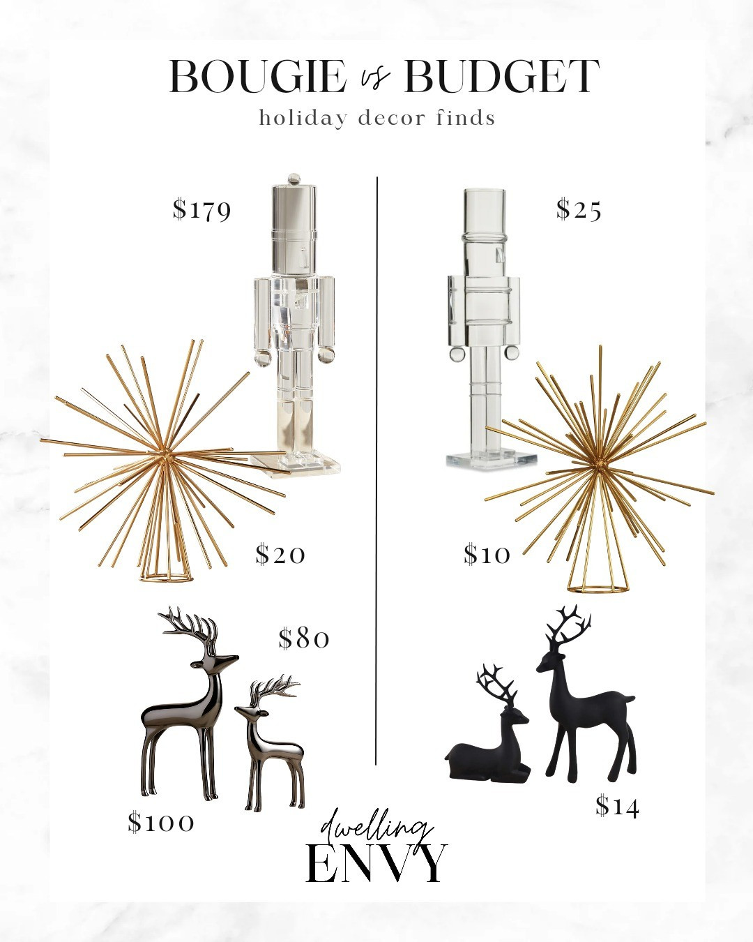 Budget or Bougie Holiday Defor Finds.  Nutcracker,  tree topper, reindeer figurines 

#LTKFindsUnder50 #LTKHome #LTKHoliday