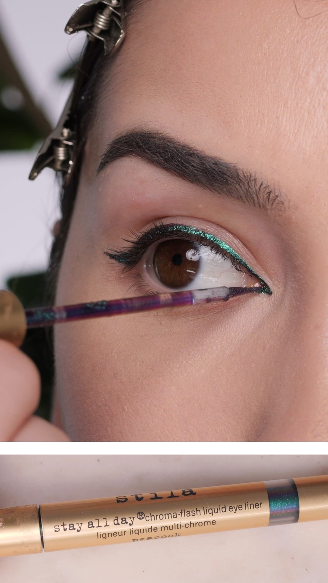 Fun bold metallic eyeliner look