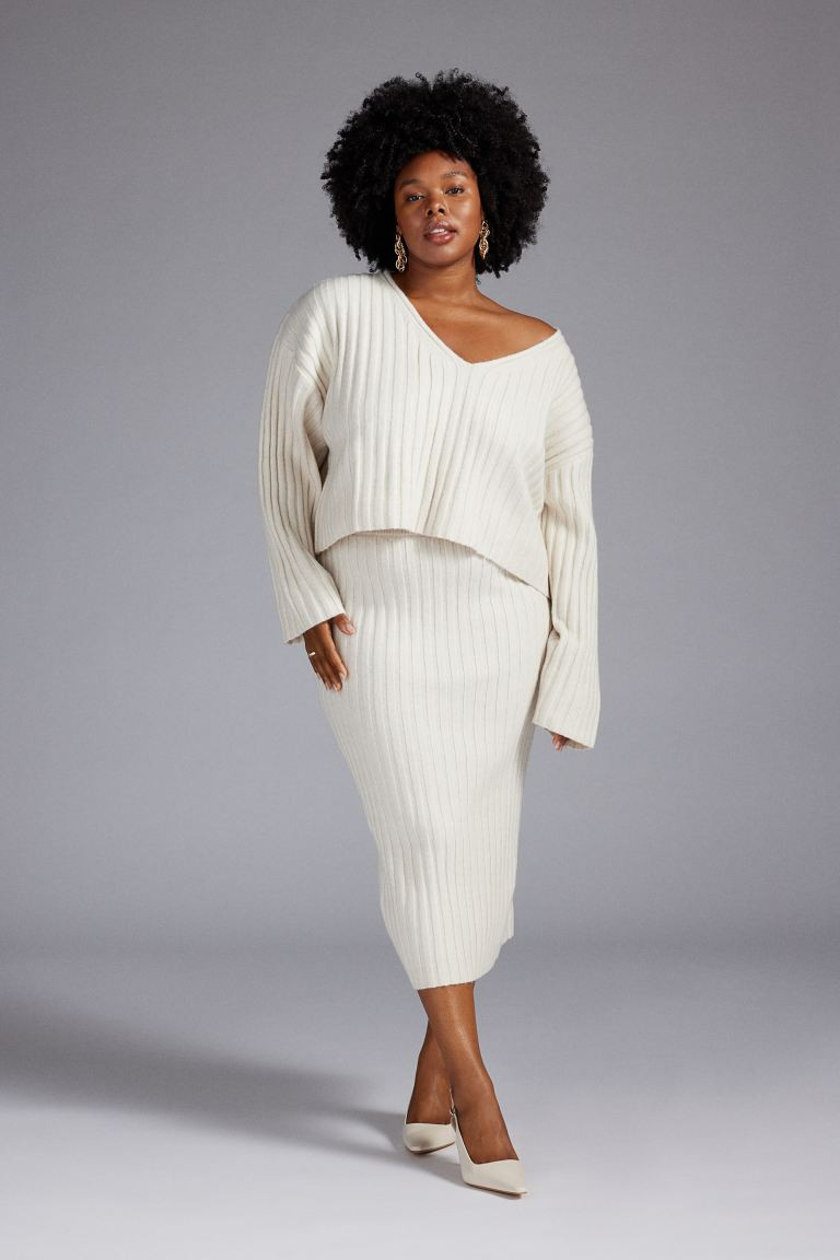 Rib-knit Skirt - Natural white - Ladies | H&M US | H&M (US + CA)