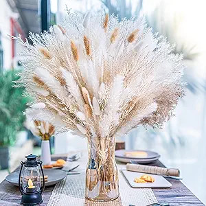 floradream 95 PCS Natural Pampas Grass Decor Bouquet | Boho Dried Floral Arrangement Centerpiece ... | Amazon (US)