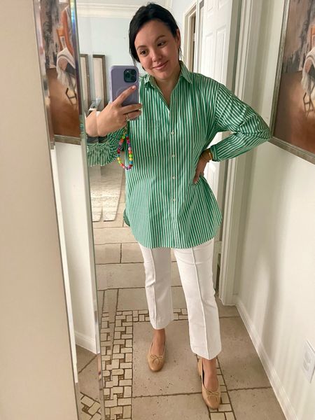 Easy to throw on oversized striped Oxford button down shirt and the best cropped kick flare pants ever! 
Size down 2 sizes on Oxford, affordable! 
Pants are a splurge, but worth it, true to size. 
Mom uniform, wear to the office style


#LTKstyletip #LTKfindsunder50 #LTKworkwear