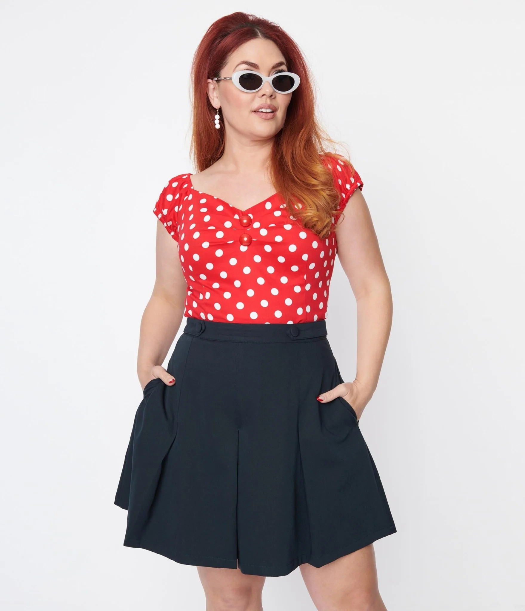 Collectif Red & White Polka Dot Dolores Top | UniqueVintage