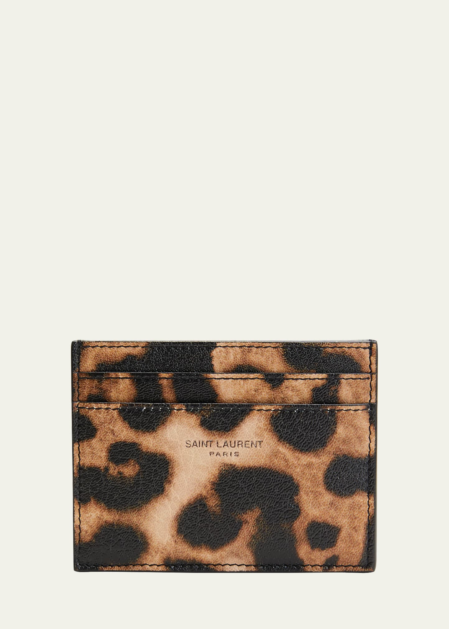 Saint Laurent Leopard Printed Lambskin Card Case | Bergdorf Goodman