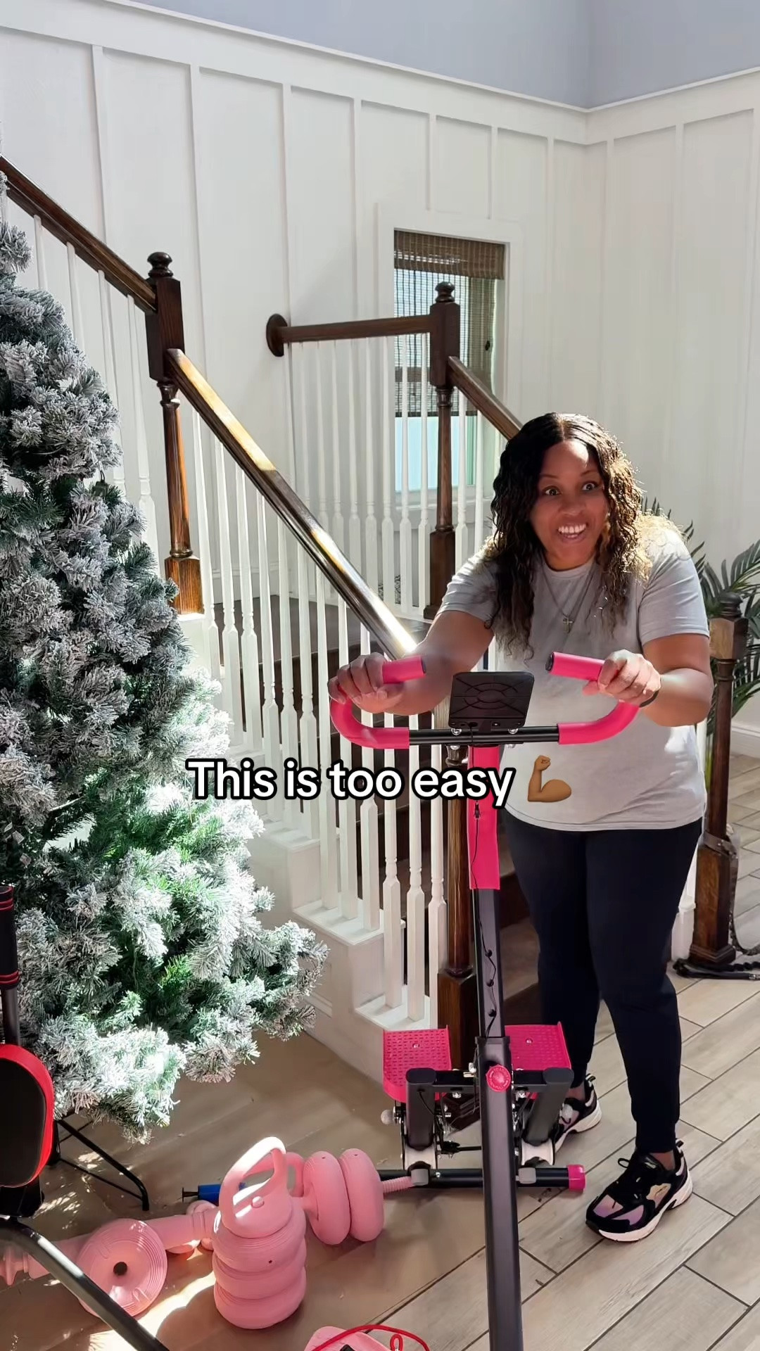Ladies, you don’t have to go to the gym to get in a good workout. You can exercise at home with this portable fitness stairstepper machine. It’s easy to assemble, comes in gorgeous colors and, it’s light enough to move around. #fitness #homegym #exercise #workout #tiktokshopblackfriday