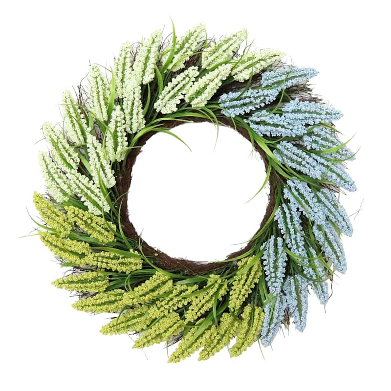 Blue & Green Heather Floral Wreath, 28" | At Home
