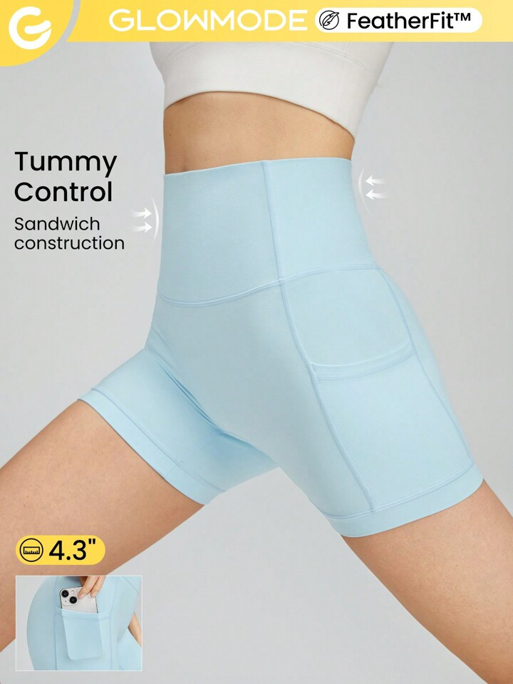 GLOWMODE 4.3" FeatherFit™ Anti Roll-Down Pocket Bike Shorts Non Front Seam Breathable Cycling R... | SHEIN