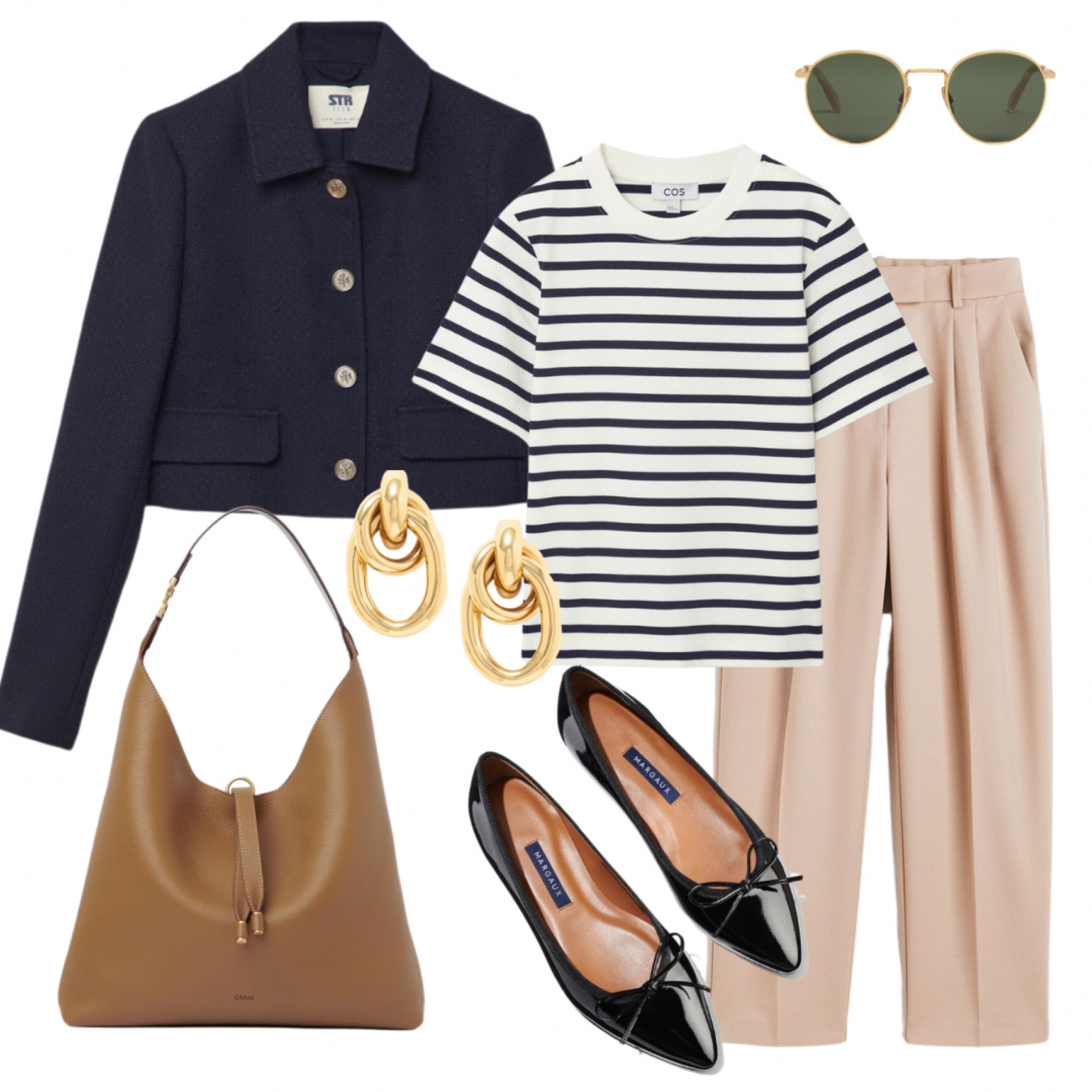 Cropped jacket, striped t-shirt, office pants, ballerinas, leather tote bag

#LTKfindsunder50 #LTKstyletip #LTKfindsunder100