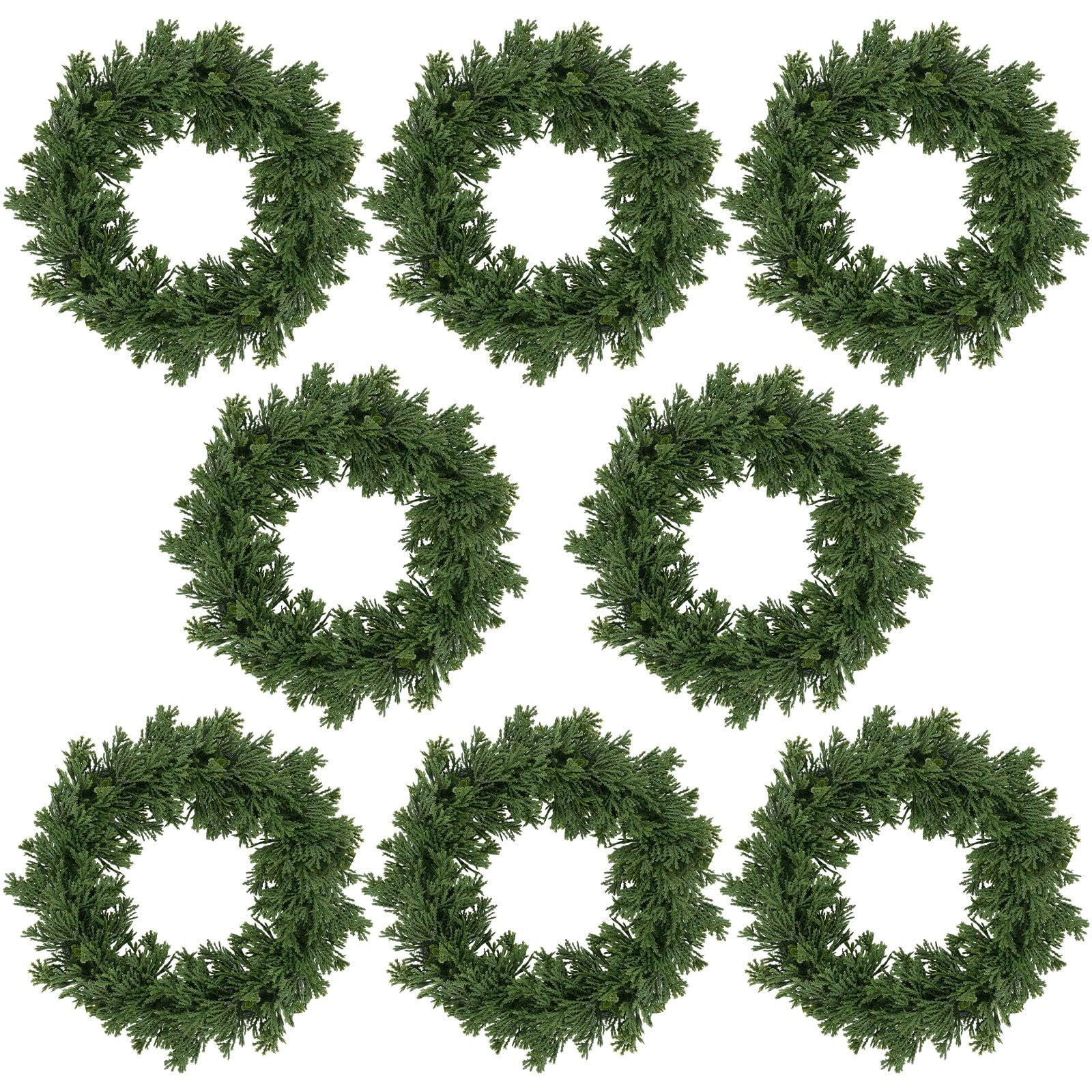 Dingion 8 Pcs 10 Inch Christmas Cedar Wreath for Front Door, Real Touch Artificial Green Christma... | Amazon (US)