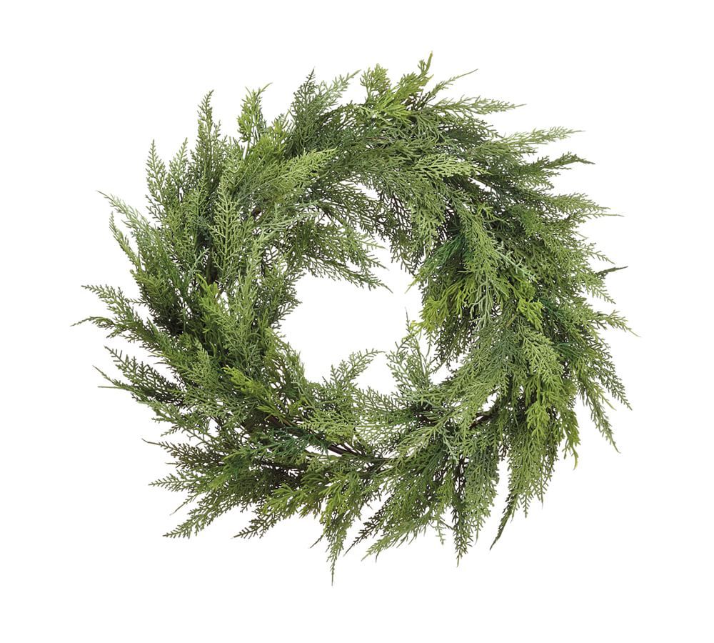 Faux Deluxe Cedar Wreath, 22&amp;quot; | Pottery Barn (US)