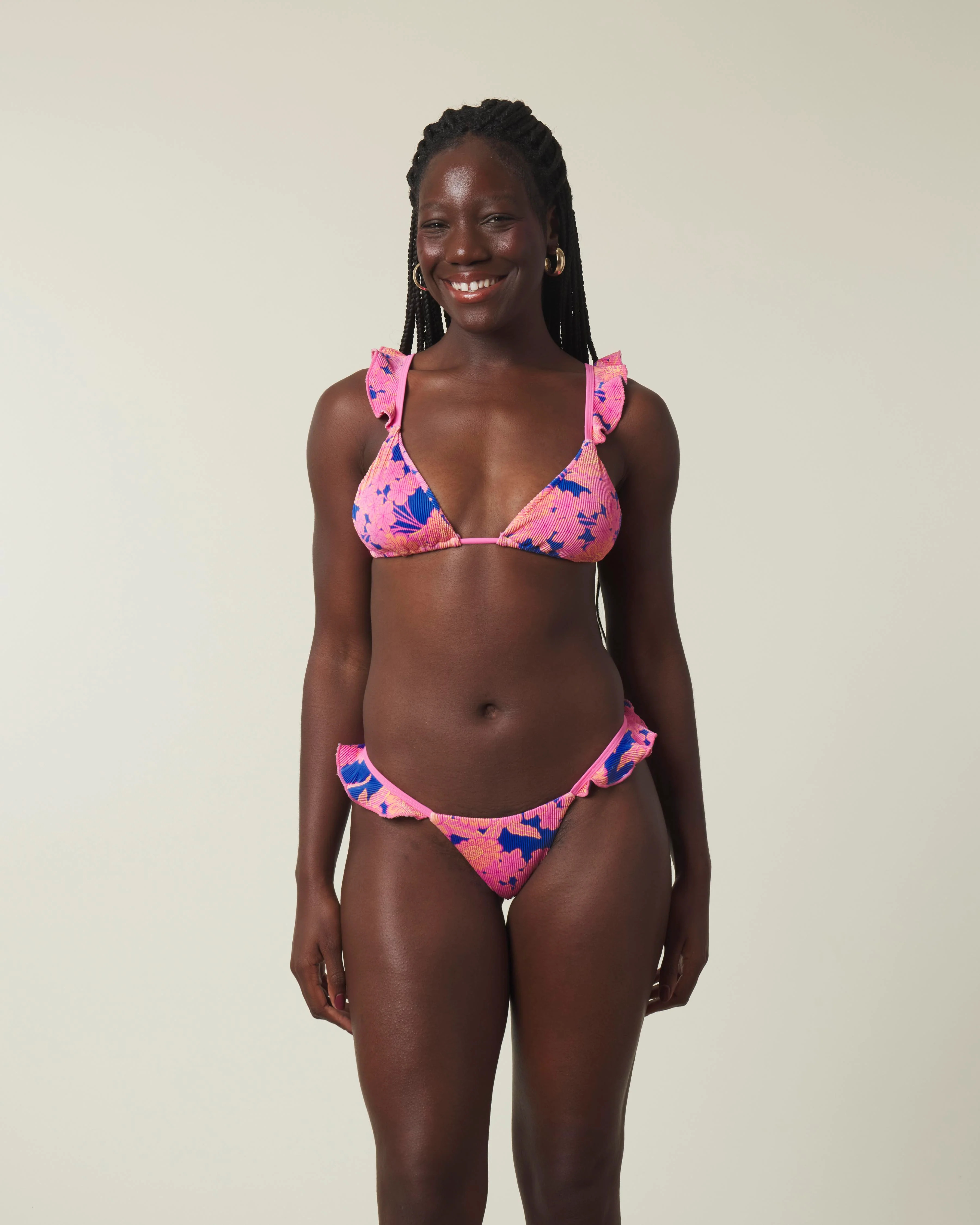 Fleur Ribbed | Ruffle Triangle Top | Honey Swim