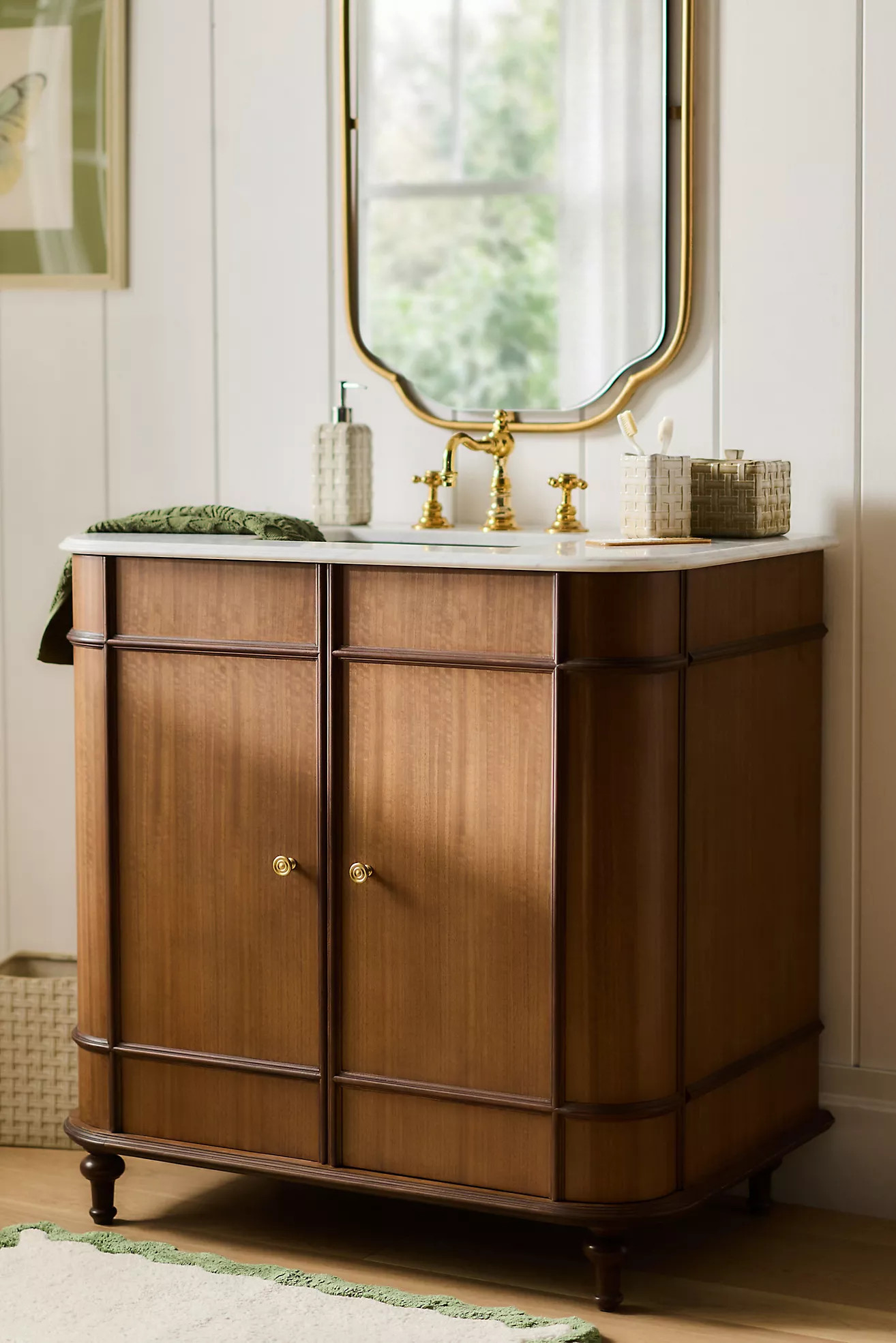 Valencia Marble-Top Single Bathroom Vanity | Anthropologie (US)