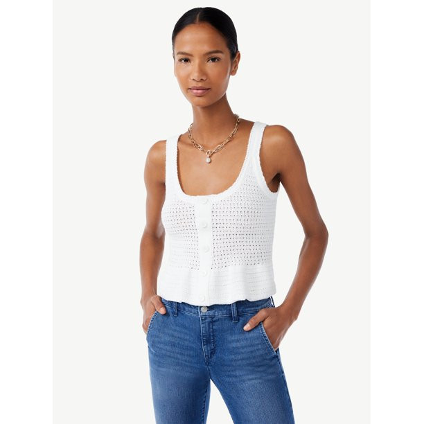Scoop Women's Peplum Tank Top with Button Front - Walmart.com | Walmart (US)