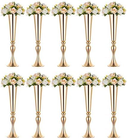 10 Pcs 21.9" Height Versatile Metal Wedding Centerpieces Vase, Metal Trumpet Vase, Road Lead for Wed | Amazon (US)