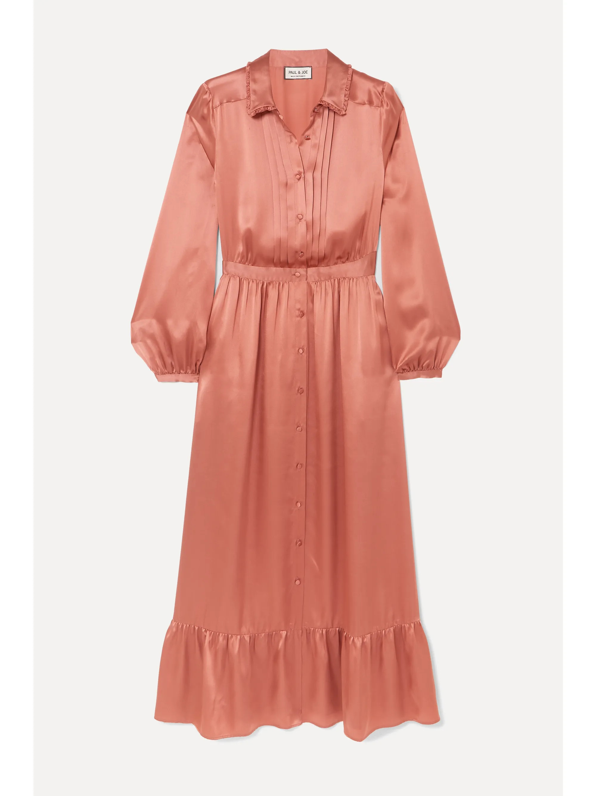 Bronze Gestuftes Midikleid aus Seidensatin mit Falten | Paul & Joe | NET-A-PORTER | NET-A-PORTER (UK & EU)