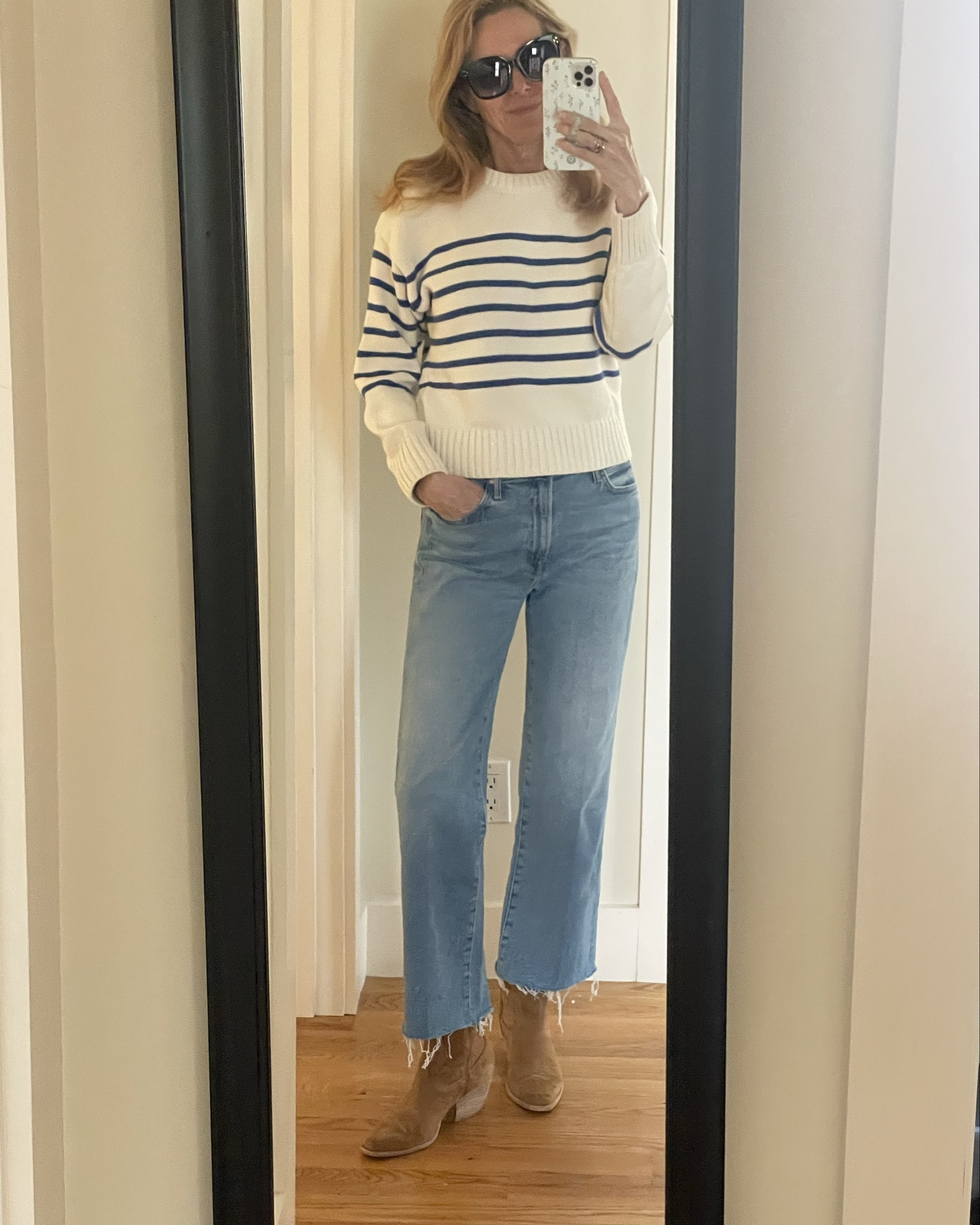 Three spring sweaters with denim and booties  

#LTKStyleTip #LTKSeasonal #LTKOver40