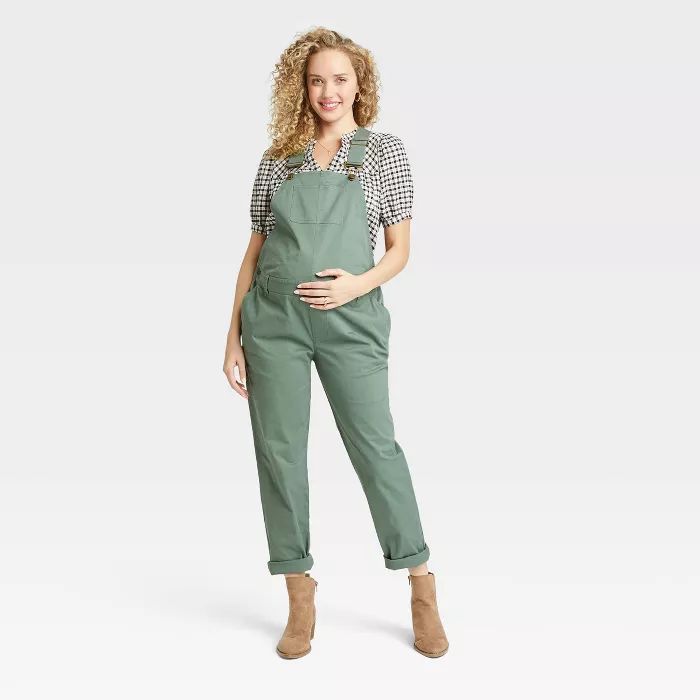 The Nines by HATCH™ Classic Twill Maternity Overalls Olive Green | Target