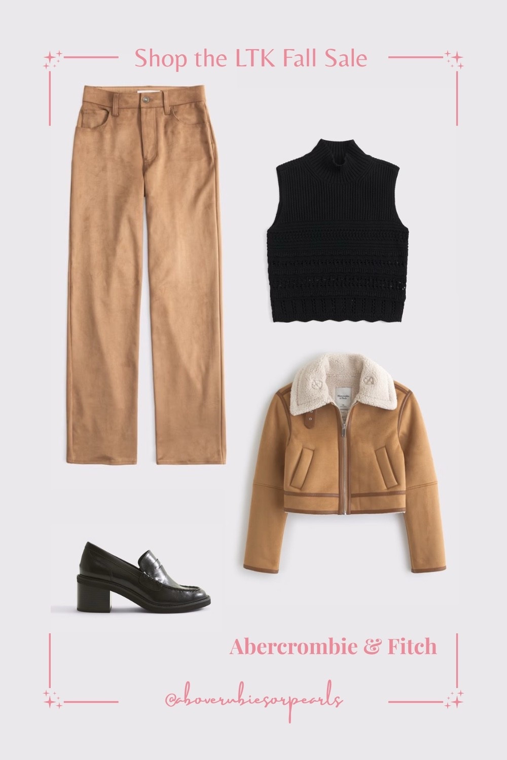 Chic and cruelty-free: brown vegan-suede pants with a black ruffle mock-neck sweater shell and black heeled loafers, topped with a coordinating short vegan-suede shearling coat. A polished, modest outfit idea you can shop now during the #LTKFallSale. 

#LTKFallSale #LTKSeasonal #LTKStyleTip