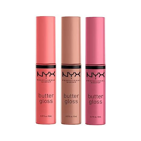 NYX PROFESSIONAL MAKEUP Butter Gloss Brown Sugar - Pack Of 3 Lip Gloss (Sugar High, Spiked Toffee... | Amazon (US)