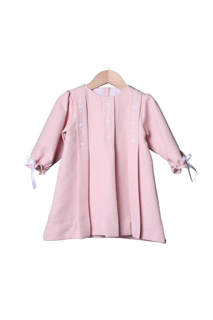 Smocked Pink Honeycomb Bow Dress | The Smocked Flamingo