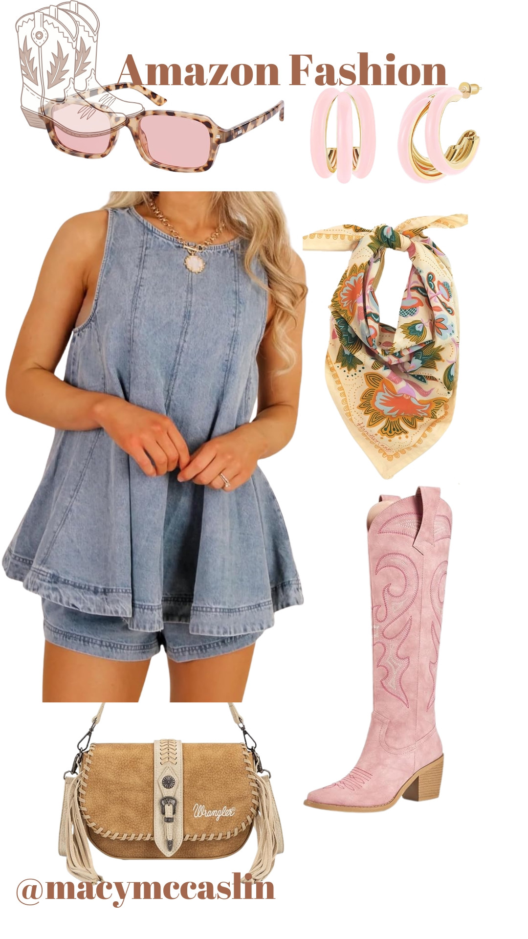 Loving this Western-inspired outfit with these denim shorts and cowboy boots. Shop the look on Amazon! 🌵👢 

 #LTKootd #LTKSeasonal #LTKSaleAlert