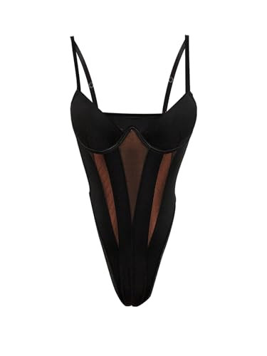 Milumia Women's Sexy Sheer Mesh Bodysuit See Through Backless Bodysuits | Amazon (US)