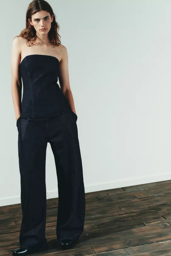 TRF DENIM BANDEAU TOP | Zara US