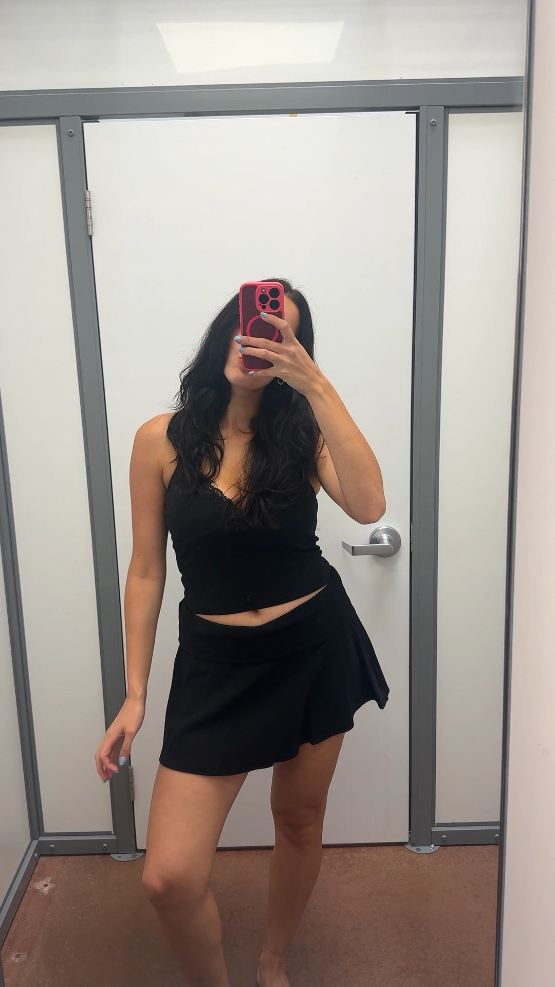 Found the softest tank + skirt set at walmart!! The material is very stretchy! Wearing a medium 🤍 #walmartfinds #matchingset #noboundaries