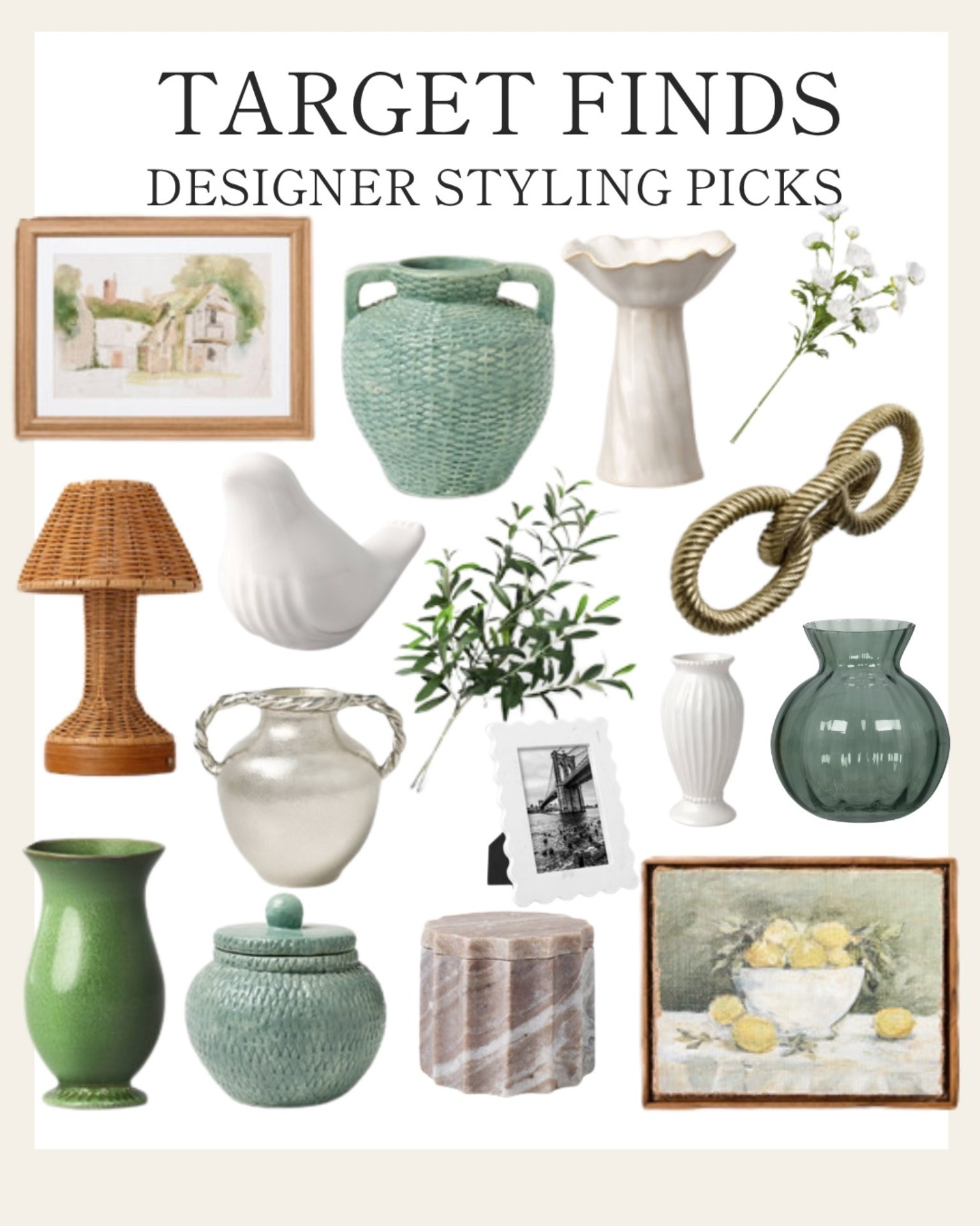 Some Target styling finds I’ve used in recent projects. There are so many options for all different types of spaces! 