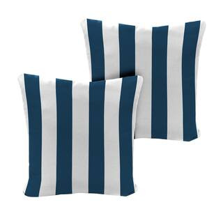Jordan Manufacturing 20 in. L x 20 in. W x 6 in. T Square Outdoor Throw Pillow in Awning Navy (2-... | The Home Depot