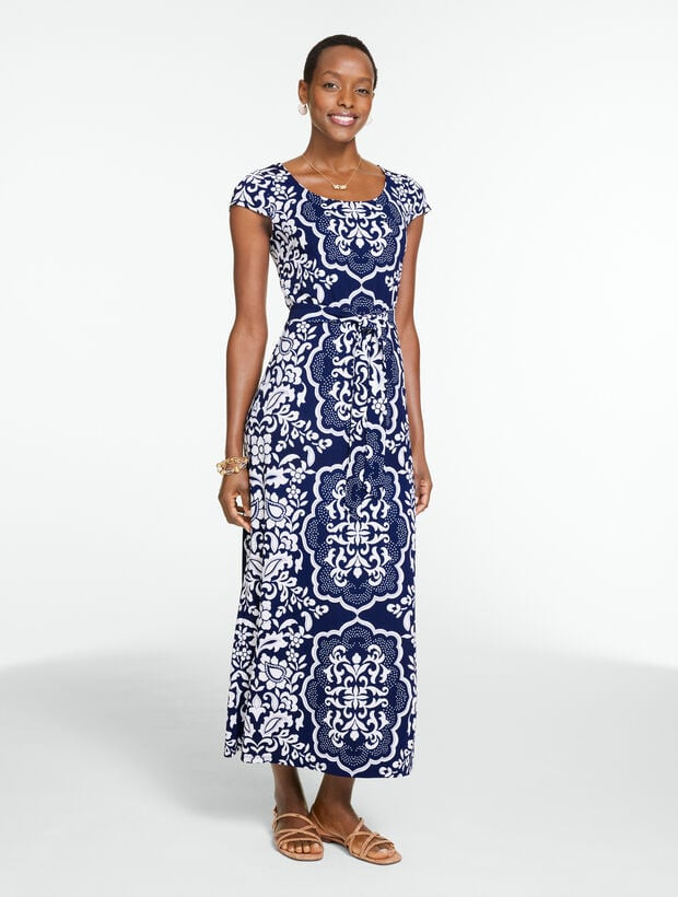 Matte Jersey Maxi Dress - Scroll Medallion | Talbots