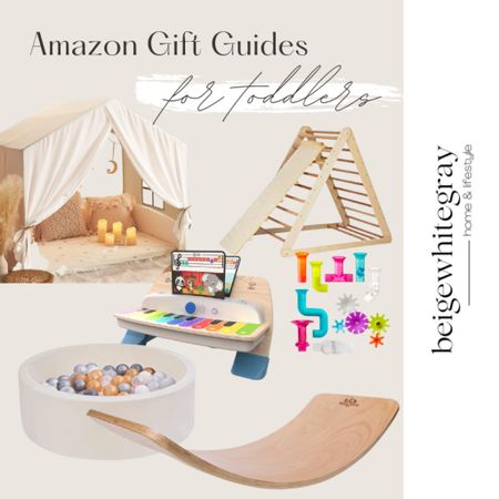 Amazon gift guide for toddlers!! I’ll take one of each for my toddler!! This super cute play tent makes the best pretend play fort or house for your kiddo, the slide, ball bit, piano, and balance board are great toddler gifts!! 

#LTKfamily #LTKkids #LTKGiftGuide