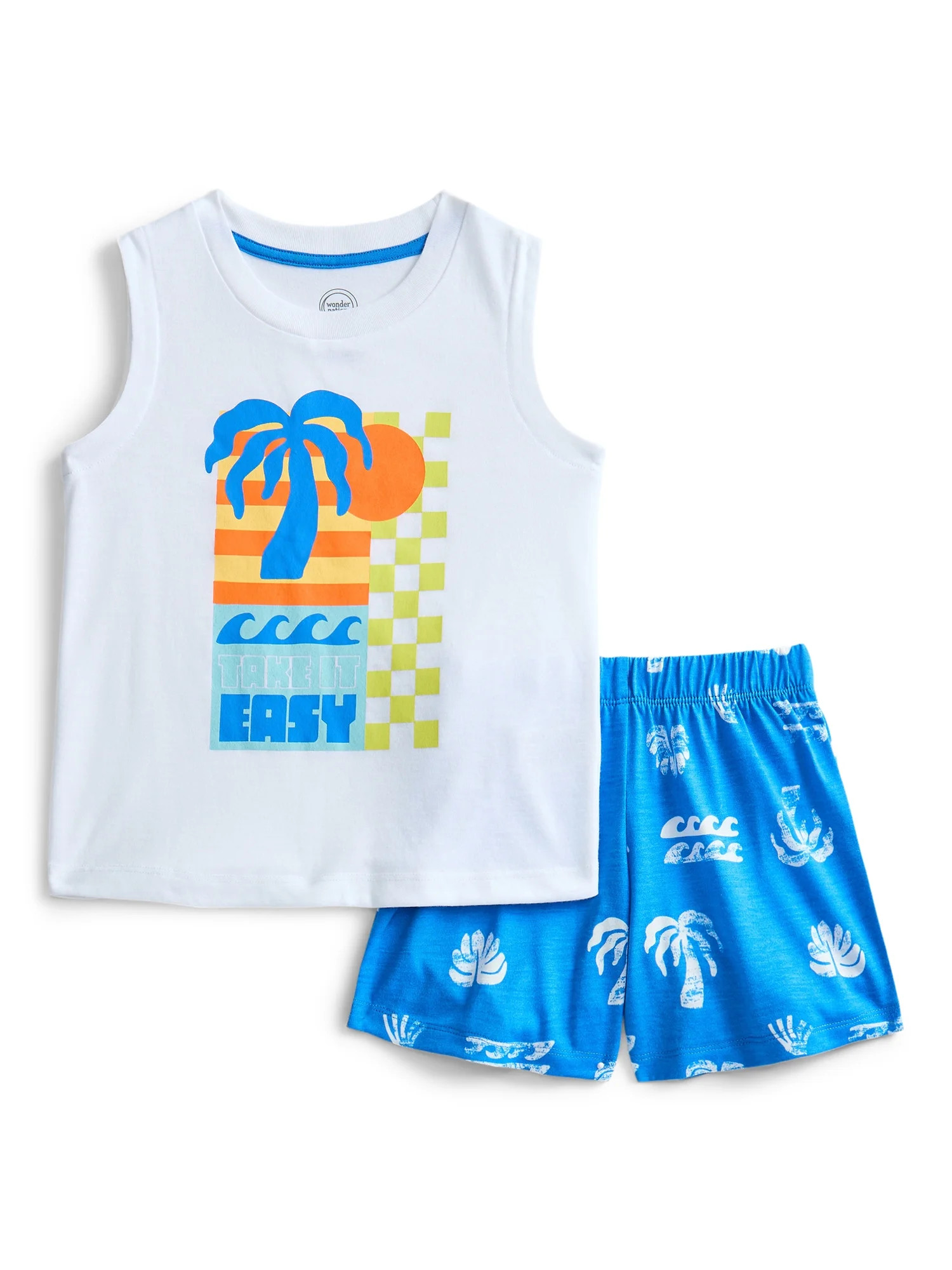 Wonder Nation Boys Graphic Tank Top and Shorts Sleep Set, 2-Piece, Sizes 4-18 | Walmart (US)