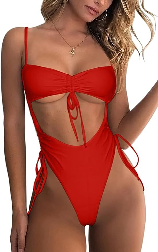 ioiom Womens Sexy High Waisted One Piece Swimsuit Tummy Control Swimwear | Amazon (US)